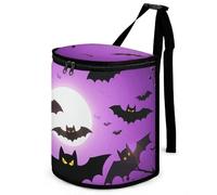 DWTJKMS Halloween Flying Purple Bats Car Trash Can con coperchio Grande capacità Appeso Auto Trash Bin a prova di perdite Impermeabile Pattumiera Auto Must Haves Accessori interni