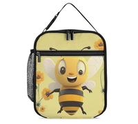 DWTJKMS Happy Bee - Borsa termica per il pranzo, a prova di perdite, per uomini e donne, con manico, riutilizzabile, per ufficio, lavoro, picnic