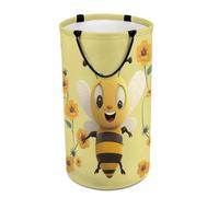 DWTJKMS Happy Bee - Cesto portabiancheria pieghevole, con manici facili da trasportare, grande cesto portaoggetti per lavanderia, dormitorio, famiglia