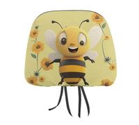 DWTJKMS Happy Bee - Copertura per poggiatesta auto, regolabile, riutilizzabile, accessorio per interni auto, stile vintage, per la maggior parte delle auto, 1 pezzo