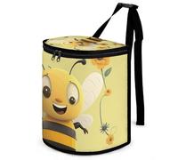 DWTJKMS Happy Bee - Pattumiera per auto con coperchio, grande capacità, da appendere, a prova di perdite, impermeabile, accessori per interni