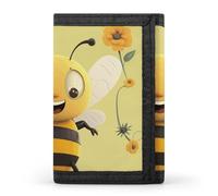 DWTJKMS Happy Bee Portafoglio minimalista da uomo sottile a tre ante portafogli alla moda moderno portafoglio antifurto per carte e contanti