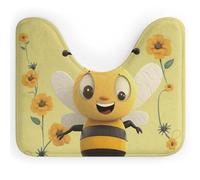DWTJKMS Happy Bee - Tappetino da bagno a forma di U, ad asciugatura rapida, assorbente, antimacchia, antiscivolo, per base WC ovale