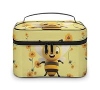 DWTJKMS Happy Bee - Trousse per trucchi, organizer per cosmetici, grande capacità, portatile, da donna, con manico e divisore