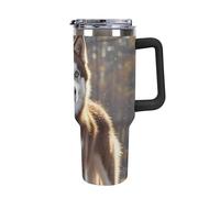 DWTJKMS Husky Dog - Bicchiere in acciaio inox da 1,18 l, a prova di perdite, grande capacità, con manico, cannuccia a doppia parete, isolamento sottovuoto, riutilizzabile, mantiene freddo o caldo