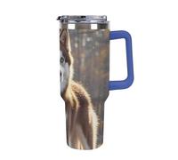 DWTJKMS Husky Dog - Bicchiere in acciaio inox da 1,18 l, a prova di perdite, grande capacità, con manico, cannuccia a doppia parete, isolamento sottovuoto, riutilizzabile, mantiene freddo o caldo