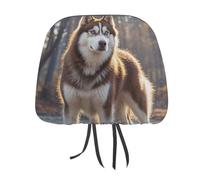 DWTJKMS Husky Dog Car Seat Poggiatesta Copertura 1 PZ Regolabile Riutilizzabile Interni Auto Accessori Simpatici Vintage Poggiatesta Protector Coprisedili per la maggior parte delle auto