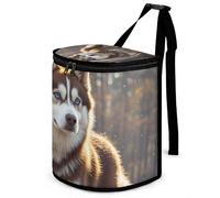 DWTJKMS Husky Dog Car Trash Can con coperchio Grande Capacità Appeso Auto Pattumiera a prova di perdite Impermeabile Cestino della spazzatura Auto Must Haves Accessori interni