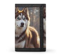 DWTJKMS Husky Dog Portafoglio minimalista da uomo sottile a tre ante portafogli alla moda moderno portafoglio antifurto per carte e contanti