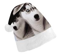 DWTJKMS Husky Dog Santa Hat Classico Cappello di Natale Addensare Natale Party Hat Divertente Cappello Vacanze per Unisex Adulti