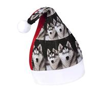 DWTJKMS Husky Dog Santa Hat Classico Pelliccia Cappello di Natale Addensare Natale Party Hat con Paillettes Divertente Vacanza Inverno Cap
