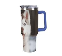 DWTJKMS Husky Piquant Dog - Bicchiere in acciaio inox da 1,18 l, a prova di perdite, grande capacità, con manico, cannuccia a doppia parete, isolamento sottovuoto, riutilizzabile, mantiene freddo o