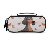 DWTJKMS I Love My Dog Bassotti Borsa per il trucco in pelle Portatile Piccola Organizzatore Cosmetico Impermeabile Trousse Pennelli Matite E Accessori Trucco Da Viaggio