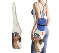 DWTJKMS I Love My Dog - Borsa per tappetino da yoga con bassotti, in tela resistente, con tasca per bottiglia d'acqua e tasca inferiore bagnata, adatta alla maggior parte dei tappetini da yoga