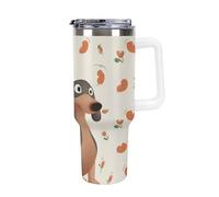 DWTJKMS I Love My Dog Dachshunds - Bicchiere in acciaio inox da 1,18 l, a prova di perdite, grande capacità, con manico, cannuccia a doppia parete, isolamento sottovuoto, riutilizzabile, mantiene