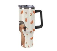 DWTJKMS I Love My Dog Dachshunds - Bicchiere in acciaio inox da 1,18 l, a prova di perdite, grande capacità, con manico, cannuccia a doppia parete, isolamento sottovuoto, riutilizzabile, mantiene