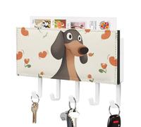 DWTJKMS I Love My Dog - Portachiavi da parete, stile fattoria, con 5 ganci, portachiavi da appendere per ingresso o atrio, 18 cm di larghezza x 4,3 cm di altezza