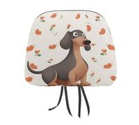 DWTJKMS I Love My Dog - Set di 2 copri poggiatesta per auto, regolabili, riutilizzabili, accessori per interni auto, motivo bassotto, protezione per poggiatesta auto, stile vintage, per la maggior