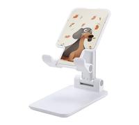 DWTJKMS I Love My Dog - Supporto per telefono cellulare a forma di bassotto, pieghevole, regolabile in altezza, portatile, per tutti gli smartphone, colore: bianco
