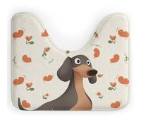 DWTJKMS I Love My Dog - Tappetino da bagno a forma di U a forma di bassotto, ad asciugatura rapida, assorbente, resistente alle macchie, tappetino da bagno antiscivolo per base WC ovale