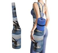DWTJKMS Killer Whale - Borsa per tappetino da yoga, in tela resistente, con tasca per bottiglia d'acqua e tasca inferiore bagnata, adatta alla maggior parte dei tappetini da yoga