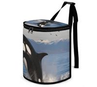 DWTJKMS Killer Whale Car Trash Can con coperchio Grande capacità Appeso Auto Trash Bin a prova di perdite Impermeabile Pattumiera Auto Must Haves Accessori interni