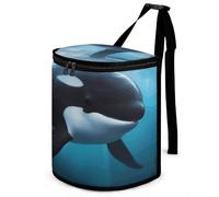DWTJKMS Killer Whale Car Trash Can con coperchio Grande capacità Appeso Auto Trash Bin a prova di perdite Impermeabile Pattumiera Auto Must Haves Accessori interni
