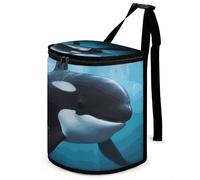 DWTJKMS Killer Whale Car Trash Can con coperchio Grande capacità Appeso Auto Trash Bin a prova di perdite Impermeabile Pattumiera Auto Must Haves Accessori interni