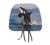 DWTJKMS Killer Whale - Coprisedile per poggiatesta auto, regolabile, riutilizzabile, accessorio per interni auto, stile vintage, per la maggior parte delle auto