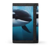DWTJKMS Killer Whale Portafoglio minimalista da uomo sottile a tre ante portafogli alla moda moderno portafoglio antifurto per carte e contanti