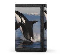 DWTJKMS Killer Whale Portafoglio minimalista da uomo sottile a tre ante portafogli alla moda moderno portafoglio antifurto per carte e contanti