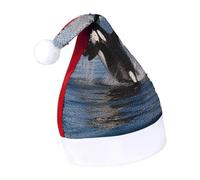 DWTJKMS Killer Whale Santa Hat Classic Fur Cappello di Natale Addensare Natale Party Hat con Paillettes Divertente Vacanza Inverno Cap