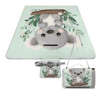DWTJKMS Koala, tappetino da picnic pieghevole, impermeabile, con borsa per tote, grande tappetino da picnic all'aperto, 147,3 x 147,3 cm, coperta da campeggio per spiaggia, parco, viaggi