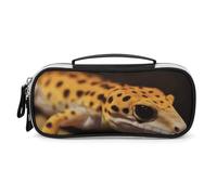 DWTJKMS Leopard Little Gecko borsa per il trucco in pelle portatile piccolo organizzatore cosmetico impermeabile borse da toilette pennelli matite e accessori per il trucco da viaggio