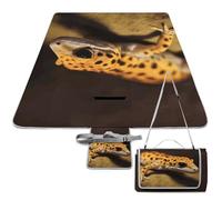 DWTJKMS Leopard Little Gecko tappetino da picnic pieghevole impermeabile con borsa tote grande tappetino da picnic all'aperto 147,3 x 147,3 cm coperta da campeggio per spiaggia, parco, viaggi