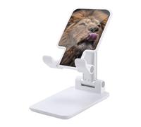 DWTJKMS Lion Sticks Out Tongue - Supporto per telefono cellulare, pieghevole, regolabile in altezza, portatile, supporto per cellulare, da scrivania, adatto a tutti gli smartphone, colore: bianco