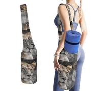 DWTJKMS Lioness - Borsa per tappetino da yoga, in tela resistente, con tasca per bottiglia d'acqua e tasca inferiore bagnata, adatta alla maggior parte dei tappetini da yoga