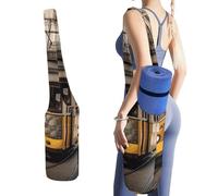 DWTJKMS Lisbon Tram - Borsa per tappetino da yoga, in tela resistente, con tasca per bottiglia d'acqua e borsa per bagnata inferiore, adatta alla maggior parte dei tappetini da yoga