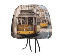 DWTJKMS Lisbon Tram - Coprisedile per poggiatesta auto, regolabile, riutilizzabile, accessorio per interni auto, stile vintage, per la maggior parte delle auto