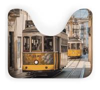 DWTJKMS Lisbon Tram - Tappetino da bagno a forma di U, ad asciugatura rapida, assorbente, antimacchia, antiscivolo, per base WC ovale
