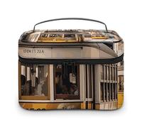 DWTJKMS Lisbona Tram Makeup Bag, Trousse Organizzatore Cosmetico Grande Capacità Portatile Trucco Borse Da Viaggio Da Donna Borse Da Bagno con Manico E Divisore