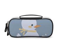 DWTJKMS Little White Duck Leather Makeup Bag Portatile Piccolo Organizzatore Cosmetico Impermeabile Borse Da Toilette Pennelli Matite E Viaggio Trucco Accessori
