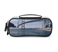 DWTJKMS Mackinac - Borsa per il trucco in pelle con ponte sospeso, portatile, piccola, organizer per cosmetici, impermeabile, pennelli e matite e accessori per il trucco da viaggio