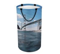DWTJKMS Mackinac - Cesto portabiancheria a ponte sospeso, pieghevole, con manici per il trasporto, grande cesto portaoggetti per lavanderia, dormitorio, famiglia