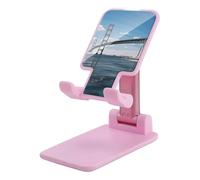 DWTJKMS Mackinac - Supporto per telefono cellulare a ponte sospeso, pieghevole, regolabile in altezza, portatile, supporto per cellulare, da scrivania, adatto a tutti gli smartphone, colore: rosa