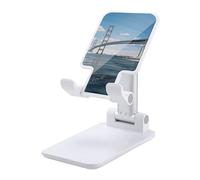 DWTJKMS Mackinac - Supporto per telefono cellulare a ponte sospeso, pieghevole, regolabile in altezza, portatile, supporto per cellulare da scrivania, adatto a tutti gli smartphone, colore: bianco