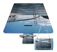 DWTJKMS Mackinac - Tappetino da picnic con ponte sospeso, pieghevole, impermeabile, con borsa per la spesa, grande tappetino da picnic all'aperto, 147,3 x 147,3 cm, coperta da campeggio per spiaggia