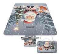 DWTJKMS Magico tappetino da picnic natalizio, pieghevole, impermeabile, con borsa per tote, grande tappetino da picnic all'aperto, 147,3 x 147,3 cm, coperta da campeggio per spiaggia, parco, viaggi