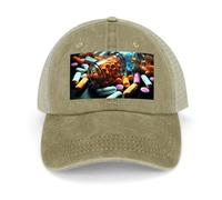 DWTJKMS Medicine Pillole Sport Cappello per Uomini Donne Hollow Cowboy Cappello Regolabile Baseball Cap Abbigliamento Regali Accessori, Stile cachi, Taglia unica