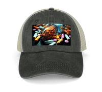 DWTJKMS Medicine Pillole Sport Cappello per Uomini Donne Hollow Cowboy Cappello Regolabile Baseball Cap Abbigliamento Regali Accessori, Stile nero, Taglia unica